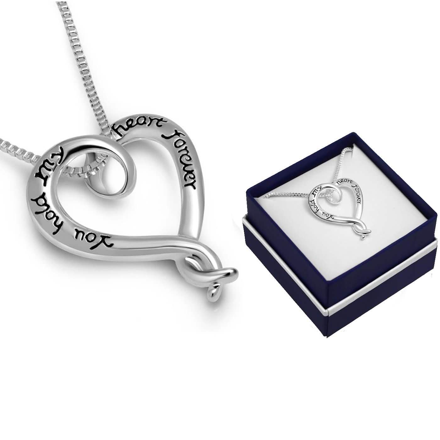 "You Hold My Heart Forever" Heart Necklace